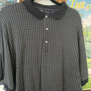 Bobby Jones Players Polo Shirt Men’s L Black Geometric Print Short Sleeve